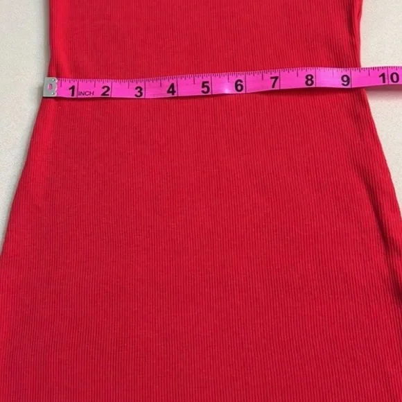 Red strapless ribbed dress Sz small - Picture 4 of 6